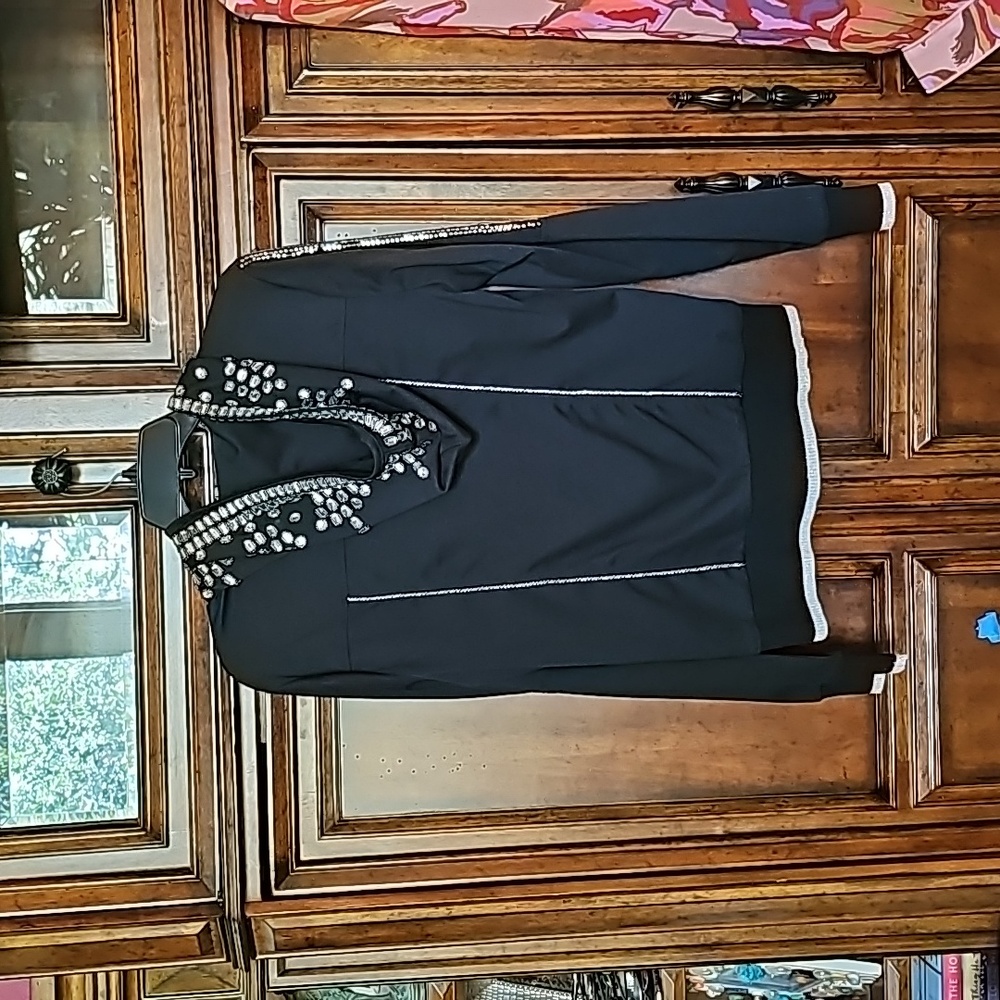 AZI BLING CRYSTAL ZIP UP HOODIE SWEATER! SZ. MD! - Picture 4 of 5